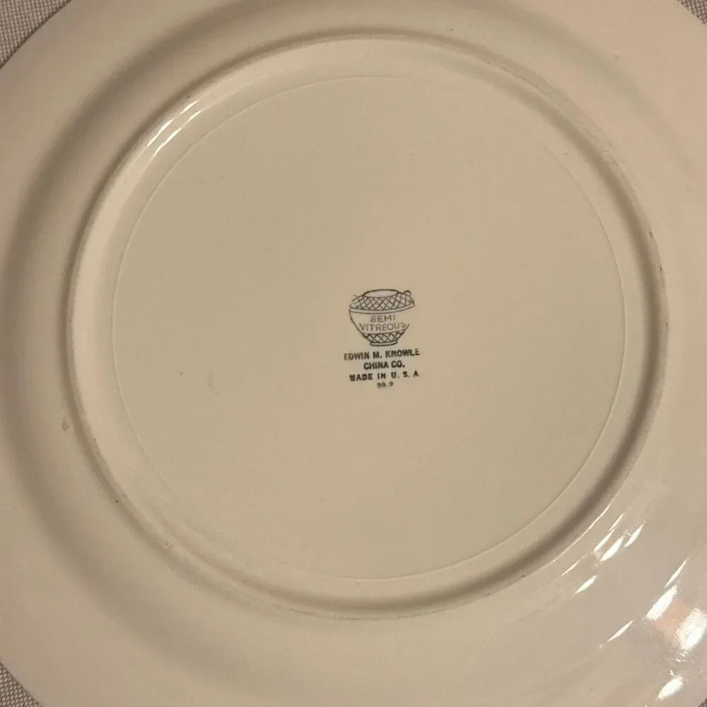 Edwin M. Knowles Gold Rimmed‎ Floral Dinner Plate